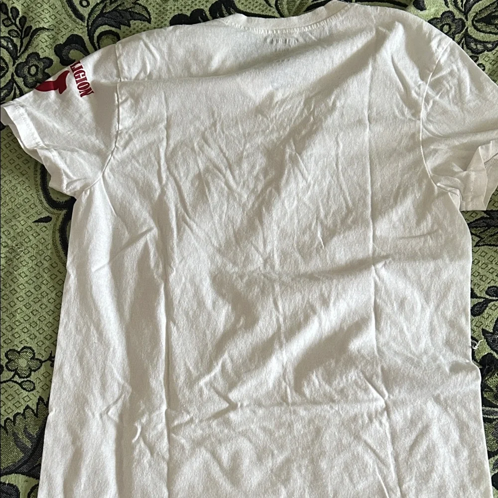 True Religion White and Red V-Neck Tee